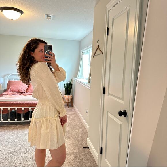 NWT Hunter Bell White Silk Joplin Mini Dress Powder Leopard Small - Picture 3 of 12